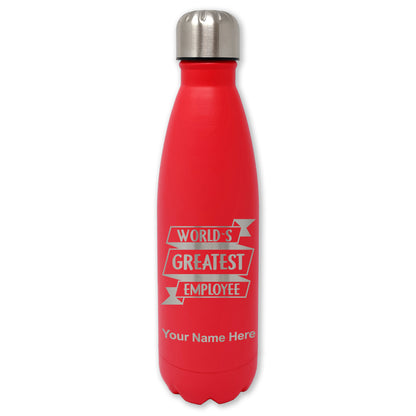 LaserGram Double Wall Water Bottle, World's Greatest Employee, Personalized Engraving Included