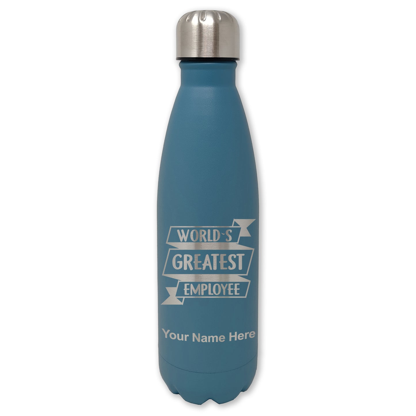 LaserGram Double Wall Water Bottle, World's Greatest Employee, Personalized Engraving Included