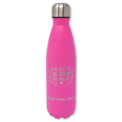 LaserGram Double Wall Water Bottle, World's Greatest Girlfriend, Personalized Engraving Included