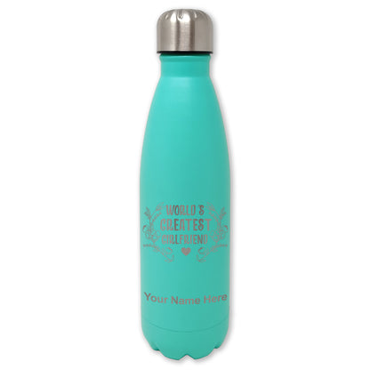 LaserGram Double Wall Water Bottle, World's Greatest Girlfriend, Personalized Engraving Included