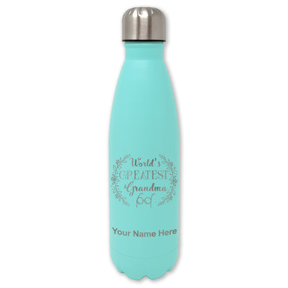 LaserGram Double Wall Water Bottle, World's Greatest Grandma, Personalized Engraving Included