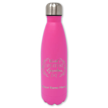 LaserGram Double Wall Water Bottle, World's Greatest Grandma, Personalized Engraving Included