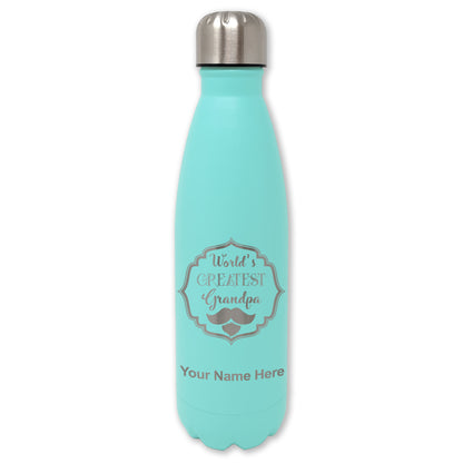 LaserGram Double Wall Water Bottle, World's Greatest Grandpa, Personalized Engraving Included