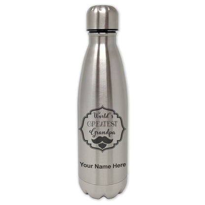 LaserGram Double Wall Water Bottle, World's Greatest Grandpa, Personalized Engraving Included