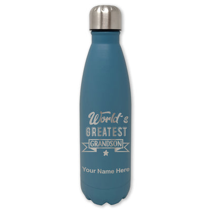 LaserGram Double Wall Water Bottle, World's Greatest Grandson, Personalized Engraving Included