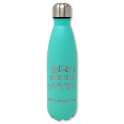 LaserGram Double Wall Water Bottle, World's Greatest Grandson, Personalized Engraving Included