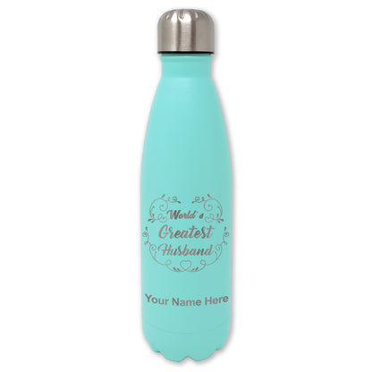 LaserGram Double Wall Water Bottle, World's Greatest Husband, Personalized Engraving Included