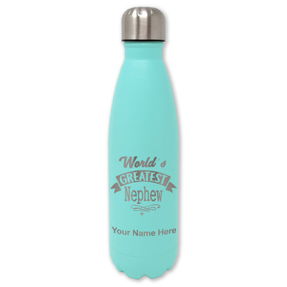 LaserGram Double Wall Water Bottle, World's Greatest Nephew, Personalized Engraving Included