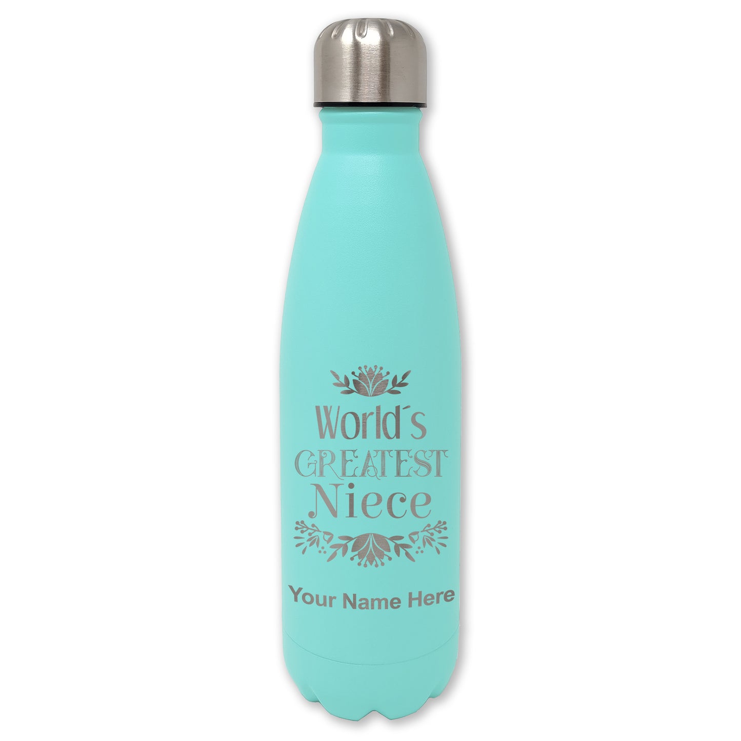 LaserGram Double Wall Water Bottle, World's Greatest Niece, Personalized Engraving Included
