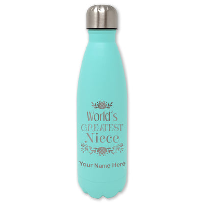 LaserGram Double Wall Water Bottle, World's Greatest Niece, Personalized Engraving Included