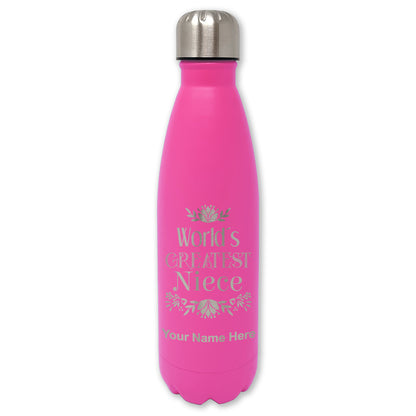 LaserGram Double Wall Water Bottle, World's Greatest Niece, Personalized Engraving Included