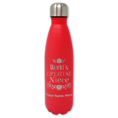 LaserGram Double Wall Water Bottle, World's Greatest Niece, Personalized Engraving Included