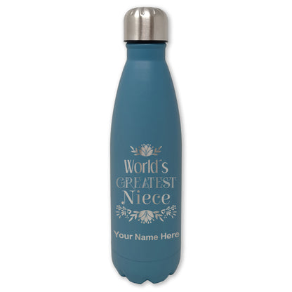 LaserGram Double Wall Water Bottle, World's Greatest Niece, Personalized Engraving Included