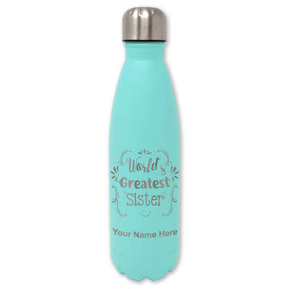 LaserGram Double Wall Water Bottle, World's Greatest Sister, Personalized Engraving Included