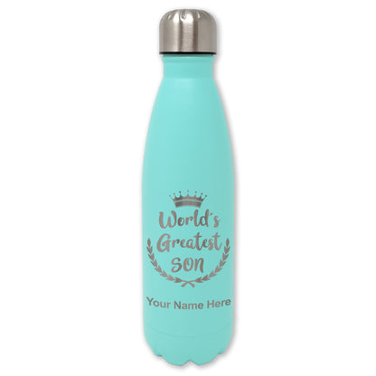 LaserGram Double Wall Water Bottle, World's Greatest Son, Personalized Engraving Included