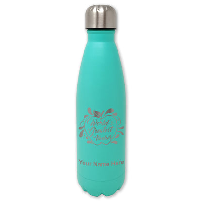 LaserGram Double Wall Water Bottle, World's Greatest Teacher, Personalized Engraving Included