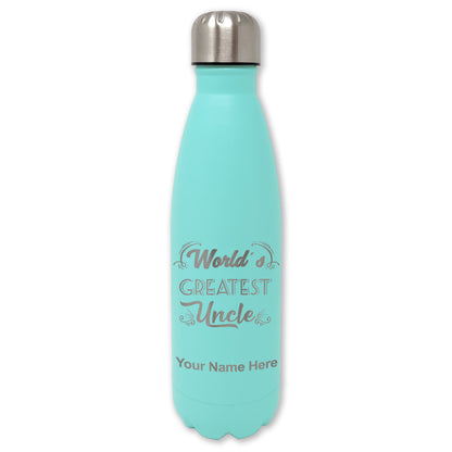 LaserGram Double Wall Water Bottle, World's Greatest Uncle, Personalized Engraving Included