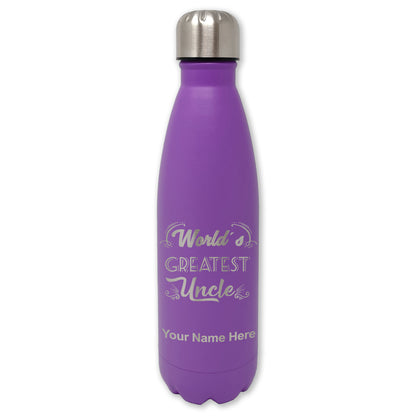 LaserGram Double Wall Water Bottle, World's Greatest Uncle, Personalized Engraving Included