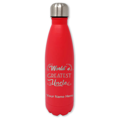 LaserGram Double Wall Water Bottle, World's Greatest Uncle, Personalized Engraving Included