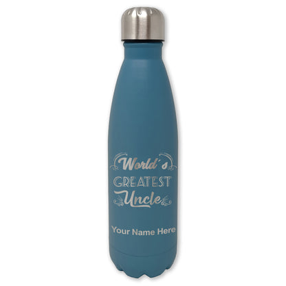 LaserGram Double Wall Water Bottle, World's Greatest Uncle, Personalized Engraving Included