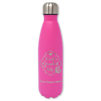 LaserGram Double Wall Water Bottle, World's Greatest Wife, Personalized Engraving Included