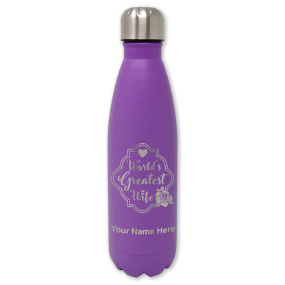 LaserGram Double Wall Water Bottle, World's Greatest Wife, Personalized Engraving Included