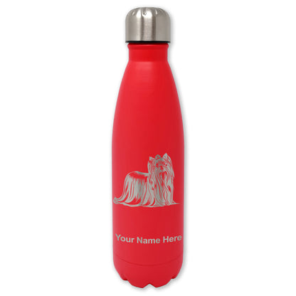 LaserGram Double Wall Water Bottle, Yorkshire Terrier Dog, Personalized Engraving Included