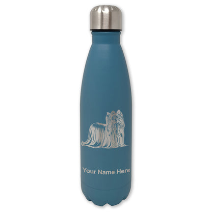 LaserGram Double Wall Water Bottle, Yorkshire Terrier Dog, Personalized Engraving Included
