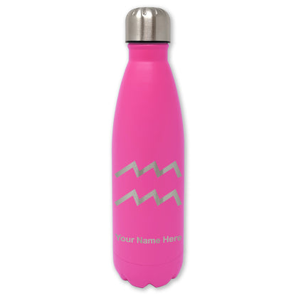 LaserGram Double Wall Water Bottle, Zodiac Sign Aquarius, Personalized Engraving Included