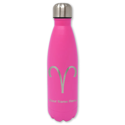 LaserGram Double Wall Water Bottle, Zodiac Sign Aries, Personalized Engraving Included