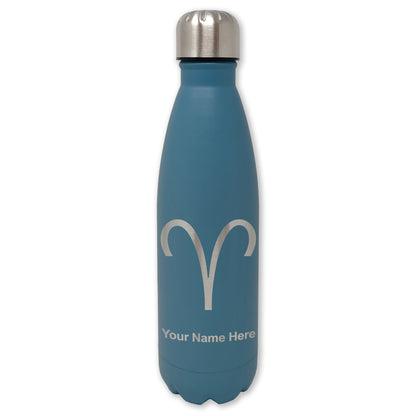 LaserGram Double Wall Water Bottle, Zodiac Sign Aries, Personalized Engraving Included