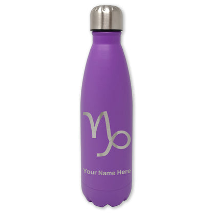 LaserGram Double Wall Water Bottle, Zodiac Sign Capricorn, Personalized Engraving Included