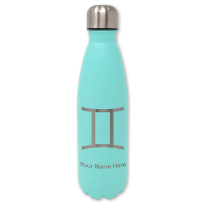 LaserGram Double Wall Water Bottle, Zodiac Sign Gemini, Personalized Engraving Included
