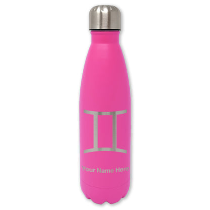 LaserGram Double Wall Water Bottle, Zodiac Sign Gemini, Personalized Engraving Included