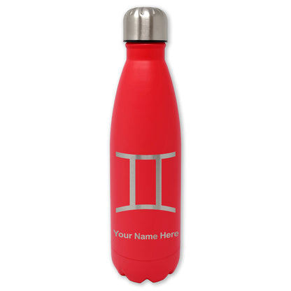 LaserGram Double Wall Water Bottle, Zodiac Sign Gemini, Personalized Engraving Included