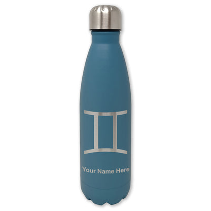 LaserGram Double Wall Water Bottle, Zodiac Sign Gemini, Personalized Engraving Included