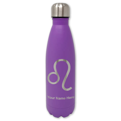 LaserGram Double Wall Water Bottle, Zodiac Sign Leo, Personalized Engraving Included