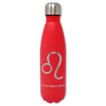 LaserGram Double Wall Water Bottle, Zodiac Sign Leo, Personalized Engraving Included