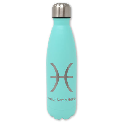 LaserGram Double Wall Water Bottle, Zodiac Sign Pisces, Personalized Engraving Included