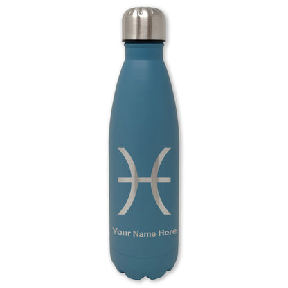LaserGram Double Wall Water Bottle, Zodiac Sign Pisces, Personalized Engraving Included