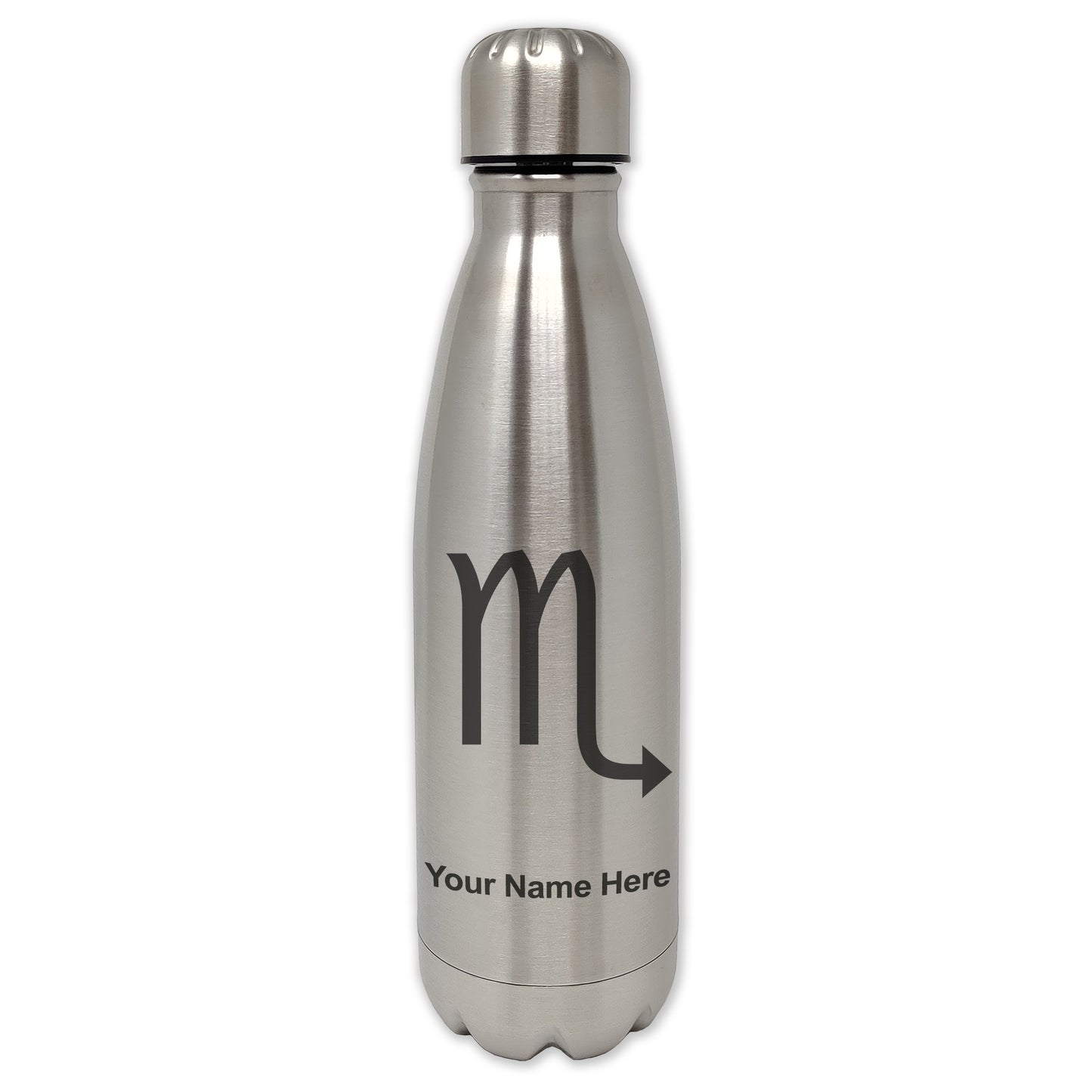 LaserGram Double Wall Water Bottle, Zodiac Sign Scorpio, Personalized Engraving Included