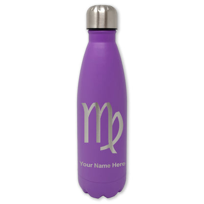 LaserGram Double Wall Water Bottle, Zodiac Sign Virgo, Personalized Engraving Included