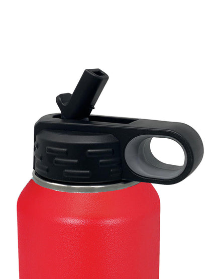 LaserGram 32oz Double Wall Flip Top Water Bottle with Straw, Volleyball Ball, Personalized Engraving Included