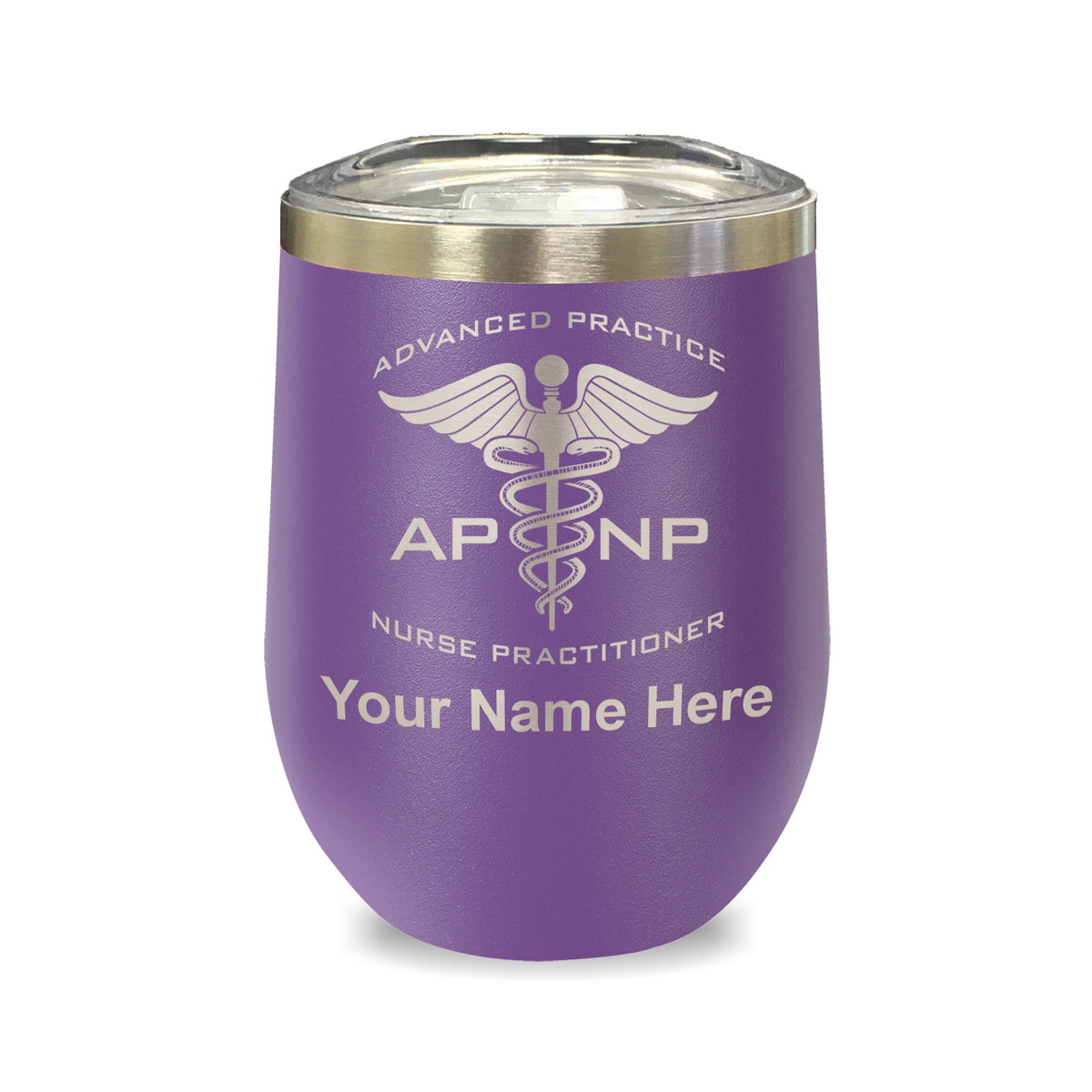 LaserGram Double Wall Stainless Steel Wine Glass, APNP Advanced Practice Nurse Practitioner, Personalized Engraving Included