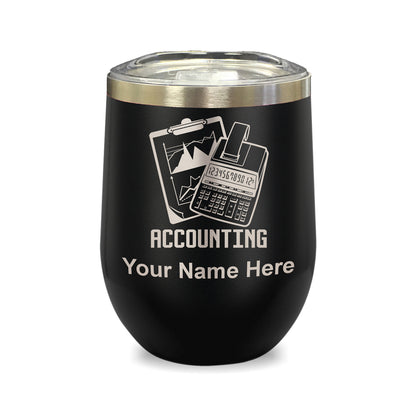 LaserGram Double Wall Stainless Steel Wine Glass, Accounting, Personalized Engraving Included
