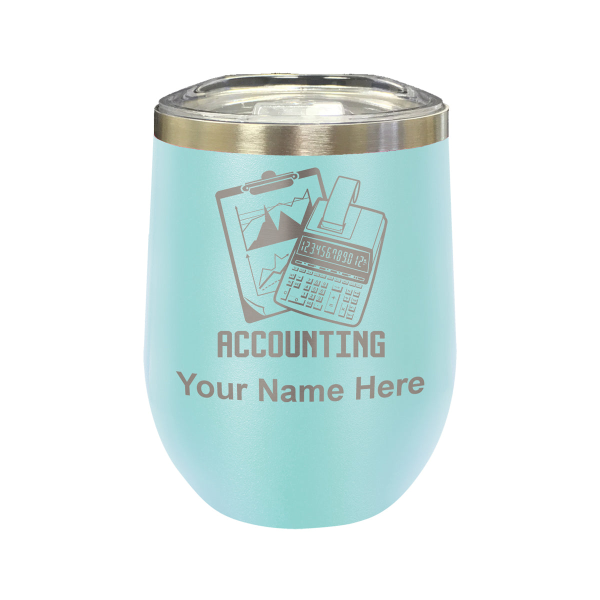 LaserGram Double Wall Stainless Steel Wine Glass, Accounting, Personalized Engraving Included