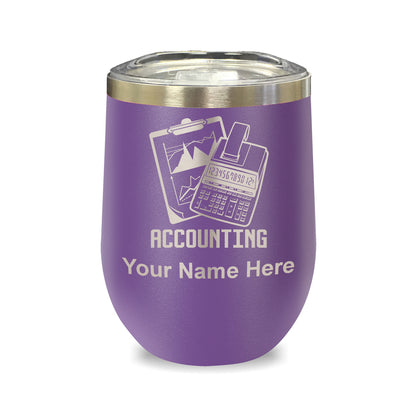 LaserGram Double Wall Stainless Steel Wine Glass, Accounting, Personalized Engraving Included