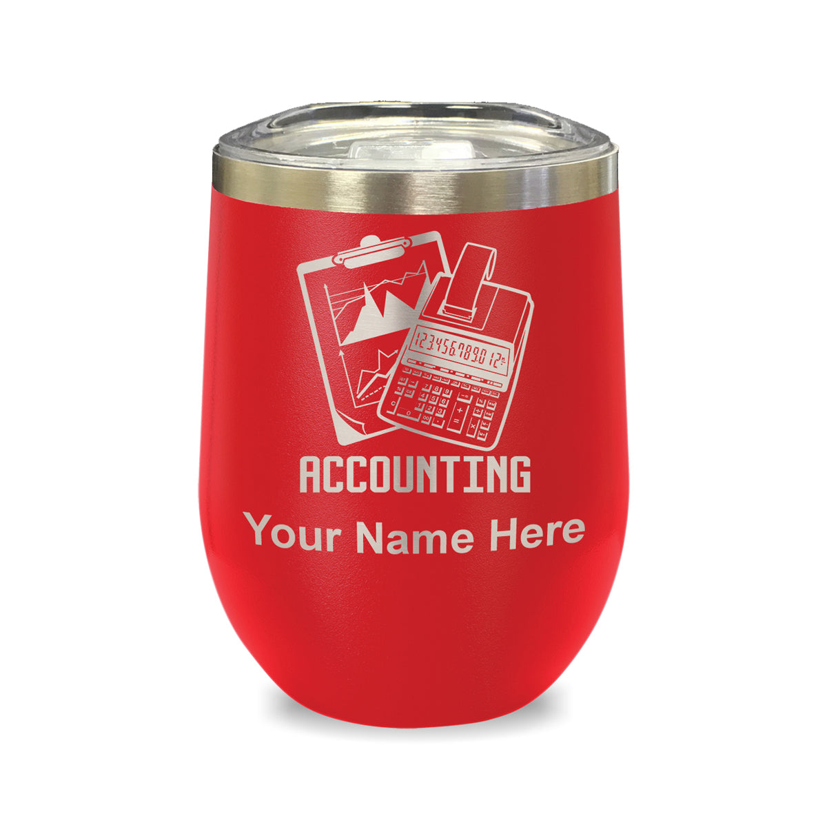 LaserGram Double Wall Stainless Steel Wine Glass, Accounting, Personalized Engraving Included
