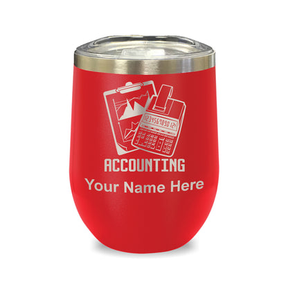 LaserGram Double Wall Stainless Steel Wine Glass, Accounting, Personalized Engraving Included