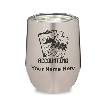 LaserGram Double Wall Stainless Steel Wine Glass, Accounting, Personalized Engraving Included